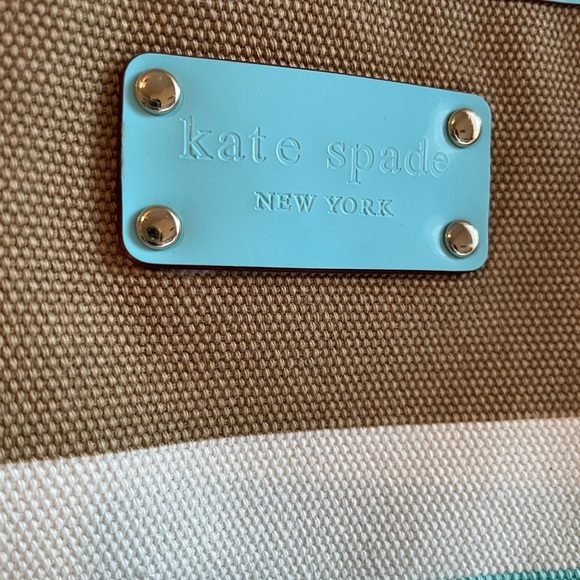 Kate Spade Aqua and Tan Striped Tote - Picture 2 of 11